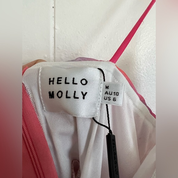 Hello Molly NWT “she’s out” pink one shoulder mini dress mesh purple swirl - Picture 5 of 8